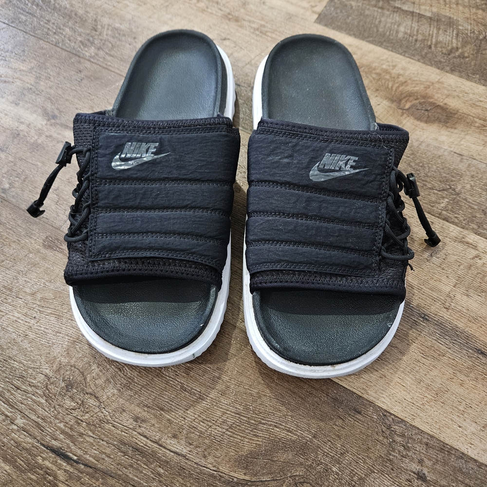 Nike Asuna Black Slides with White Sole
